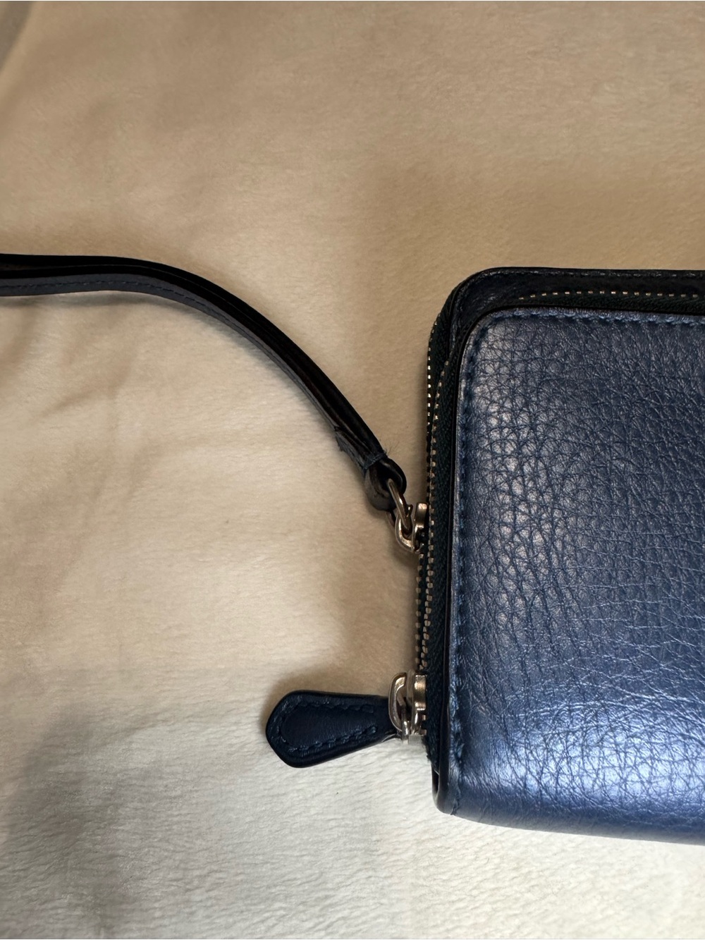Coach Navy Pebbled Leather Zip Wristlet - Picture 3 of 7